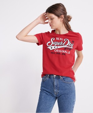 Superdry Real Originals Chainstitch Női Pólók Piros | QTDYB1649